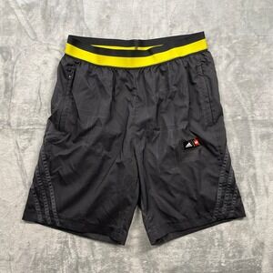 Adidas X U LEGO Collaboration Athletic Shorts Black Yellow Trim Boys Size L